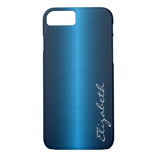 Coques Case-Mate iPhone Bleu acier inoxydable look métallique (Dos)