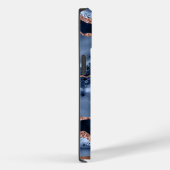 Coques Case-Mate iPhone Bleu agate marbre rose or nom script (Verso / Droite)