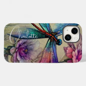 Coques Case-Mate iPhone Bleu Aquarelle libellule, Personnaliser (Verso (horizontal))