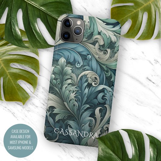 Coques Case-Mate iPhone Bleu ardoise Turquoise Gris Gris Paisley Motif d'a