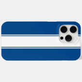 Coques Case-Mate iPhone Bleu avec bande de course blanche (Verso (horizontal))
