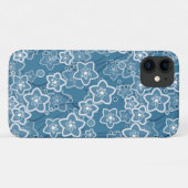 Coques Case-Mate iPhone bleu avec blanc, bleu, fleurs, floral, rustique, f (Dos (Horizontal))