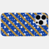 COQUES Case-Mate iPhone BLEU AVEC ÉTOILES BLANCHES ET STRIPES D'OR (Verso (horizontal))