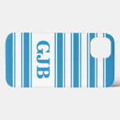 Coques Case-Mate iPhone Bleu, bande horizontale avec monogramme (Verso (horizontal))