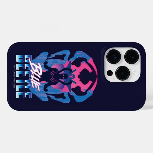 Coques Case-Mate iPhone Bleu Beetle Rétrowave contre graphique (Verso (horizontal))