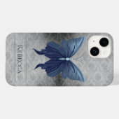 Coques Case-Mate iPhone Bleu bijoux papillon Damas (Verso (horizontal))