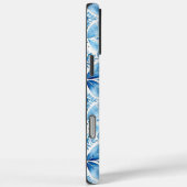 Coques Case-Mate iPhone Bleu blanc Batik Floral (Verso / Droite)