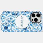 Coques Case-Mate iPhone Bleu blanc Batik Floral (Verso (horizontal))