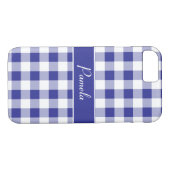 Coques Case-Mate iPhone Bleu Blanc Buffalo Plaid Motif Personnaliser (Dos (Horizontal))