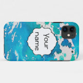Coques Case-Mate iPhone Bleu blanc éclaboussures d'aquarelle (Dos (Horizontal))