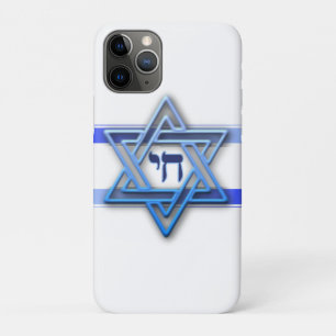 Coque iPhone 11 Pro Bleu blanc et l'étoile de David