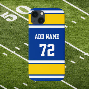 Case-Mate iPhone Case Bleu Blanc et Sol Jaune Sports Stripe