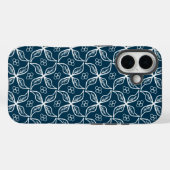 Coques Case-Mate iPhone Bleu blanc Feuille Berries Mistletoe Répétition (Verso (horizontal))