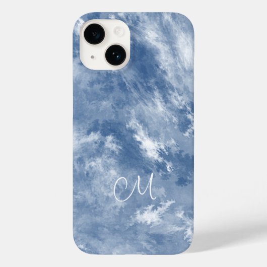 Coques Case-Mate iPhone Bleu blanc marbré Ciel Abstrait personnalisé (Verso)