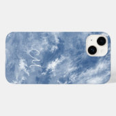 Coques Case-Mate iPhone Bleu blanc marbré Ciel Abstrait personnalisé (Verso (horizontal))