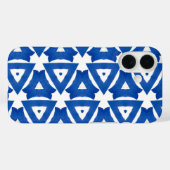Coques Case-Mate iPhone Bleu Blanc Méditerranéen Carrelage Triangles Chic (Verso (horizontal))