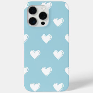 Coque iPhone 15 Pro Max Bleu blanc mignon simple Motif de coeur