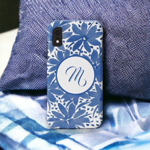 Case-Mate iPhone Case Bleu Blanc Monogramme Design Floral