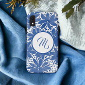 Coques Case-Mate iPhone Bleu Blanc Monogramme Design Floral