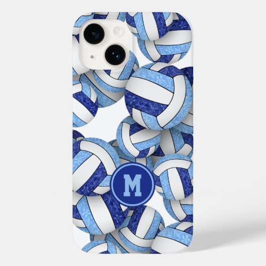 Coques Case-Mate iPhone Bleu blanc monogrammé girly volleyballs motif (Verso)