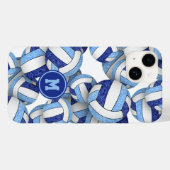 Coques Case-Mate iPhone Bleu blanc monogrammé girly volleyballs motif (Verso (horizontal))