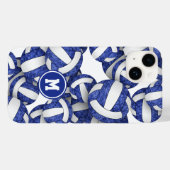 Coques Case-Mate iPhone Bleu blanc monogrammé girly volleyballs motif (Verso (horizontal))
