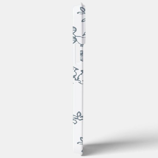 Coques Case-Mate iPhone Bleu Blanc Monogramme Simple Motif d'oiseaux (Verso / Droite)