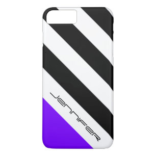 Coques Pour iPhone Bleu, Blanc, Violet Personnalisé avec le nom