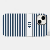 Coques Case-Mate iPhone Bleu/Blancs monogrammes (Verso (horizontal))