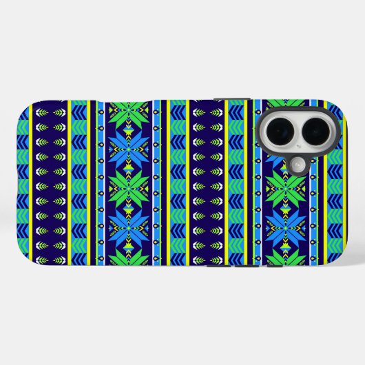 Coques Case-Mate iPhone Bleu Bleu Aztec (Verso (horizontal))
