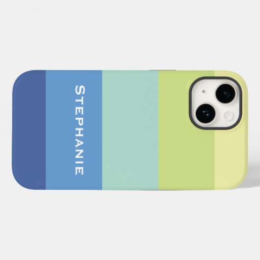 Coques Case-Mate iPhone Bleu bleu vert jaune Abstrait rayures Nom (Verso (horizontal))