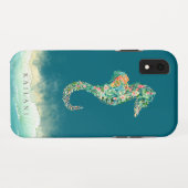 Coques Case-Mate iPhone Bleu botanique d'hippocampe de plage élégante (Dos (Horizontal))