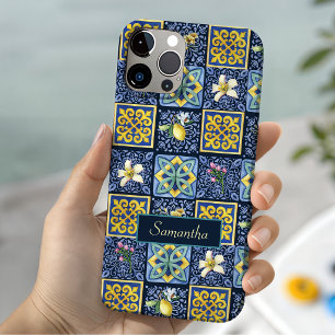 Coque Pour iPhone 15 Bleu chic sarcelle sicilien citrus Méditerranée