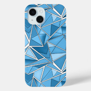 Coque Pour iPhone 15 Bleu ciel et formes géométriques bleues motif mode