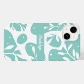 Coques Case-Mate iPhone Bleu clair botanique Floral personnalisé (Verso (horizontal))
