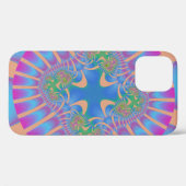 Coques Case-Mate iPhone Bleu clair élégant, rose et orange fractal (Verso (horizontal))