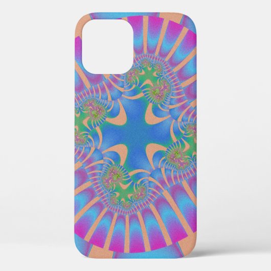 Coques Case-Mate iPhone Bleu clair élégant, rose et orange fractal (Verso)