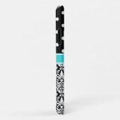 Coques Case-Mate iPhone Bleu clair Monogramme Damask Pois Motif (Dos/Droite)