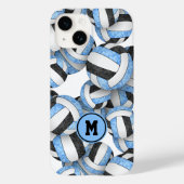 Coques Case-Mate iPhone Bleu clair noir monogrammé filles volleyball (Verso)