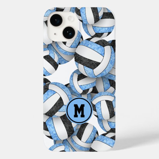 Coques Case-Mate iPhone Bleu clair noir monogrammé filles volleyball (Verso)
