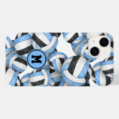 Coques Case-Mate iPhone Bleu clair noir monogrammé filles volleyball (Verso (horizontal))