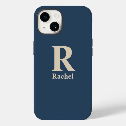 Coques Case-Mate iPhone Bleu Classique Et Vanille Initial/Premier/Nom De F (Verso)