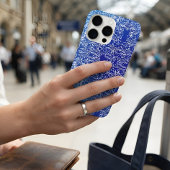 Coques Case-Mate iPhone Bleu cobalt blanc floral damassé
