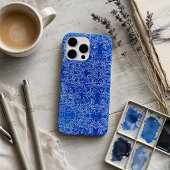 Coques Case-Mate iPhone Bleu cobalt blanc floral damassé
