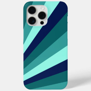 Coque iPhone 15 Pro Max Bleu cool et bandes diagonales Turquoises