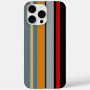 iPhone 16 Pro Max Case Bleu cool rouge bleu argenté rayures multicolores
