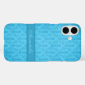 Coques Case-Mate iPhone Bleu damassé Fleur de Lis (Verso (horizontal))