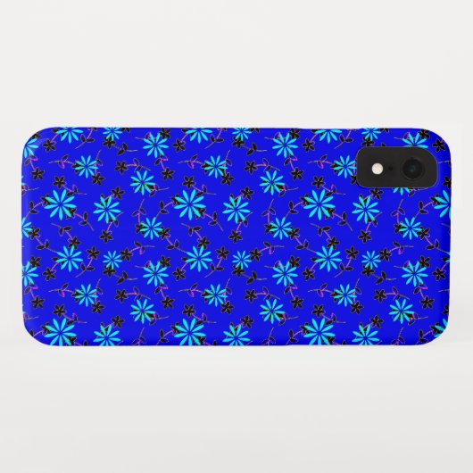 Coques Case-Mate iPhone Bleu de cobalt floral 4Annie (Dos (Horizontal))