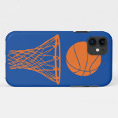 Coques Case-Mate iPhone bleu de Knicks de silhouette de basket-ball de (Dos (Horizontal))
