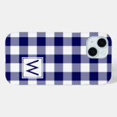 Coques Case-Mate iPhone Bleu de marine et bisons blancs posés avec Monogra (Verso (horizontal))